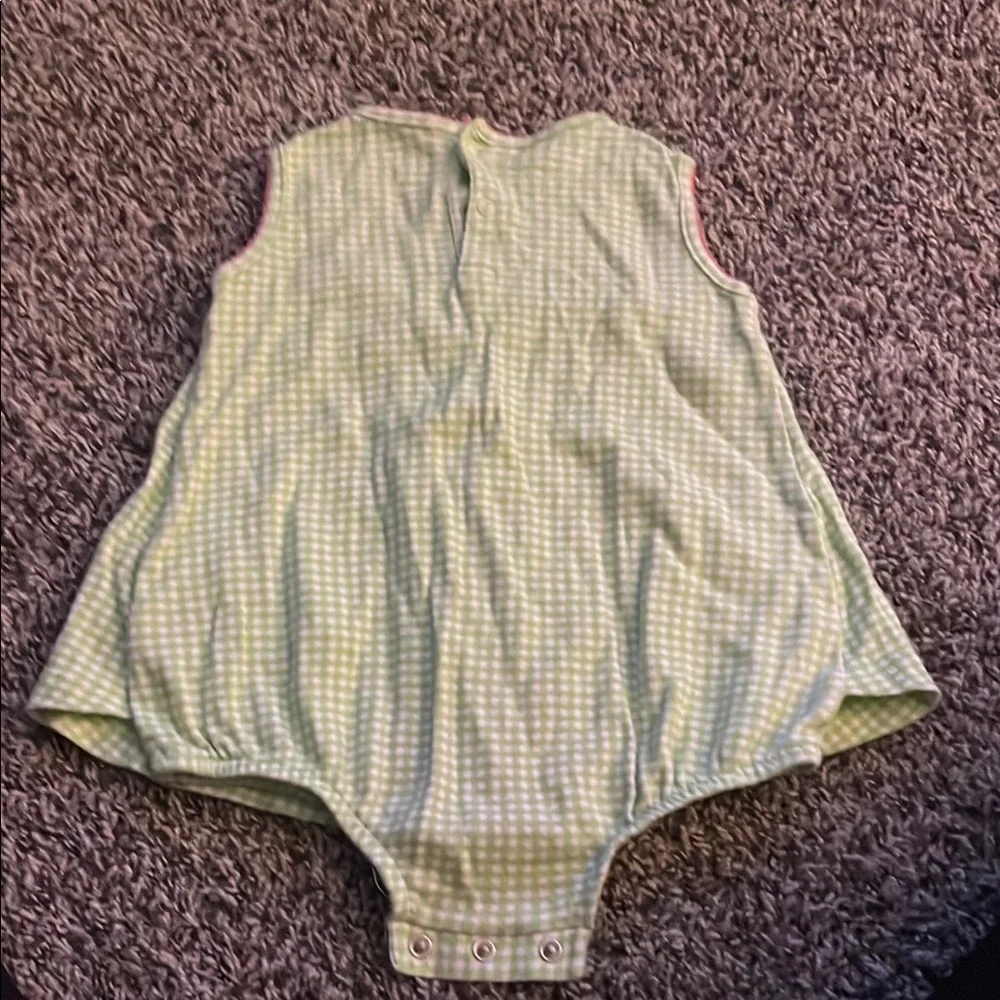 Child of Mine Green Gingham Baby Dress with Flower
